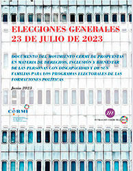 Portada del folleto publicado por el CERMI con sus propuestas para la Elecciones del 23 J, centradas en los derechos y la inclusión de las personas con discapacidad