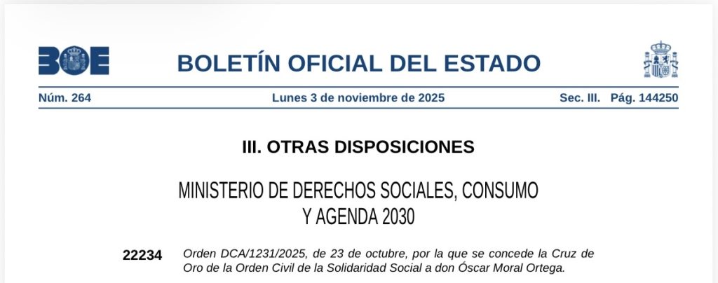 Imagen de la cabecera del BOE con la orden ministerial